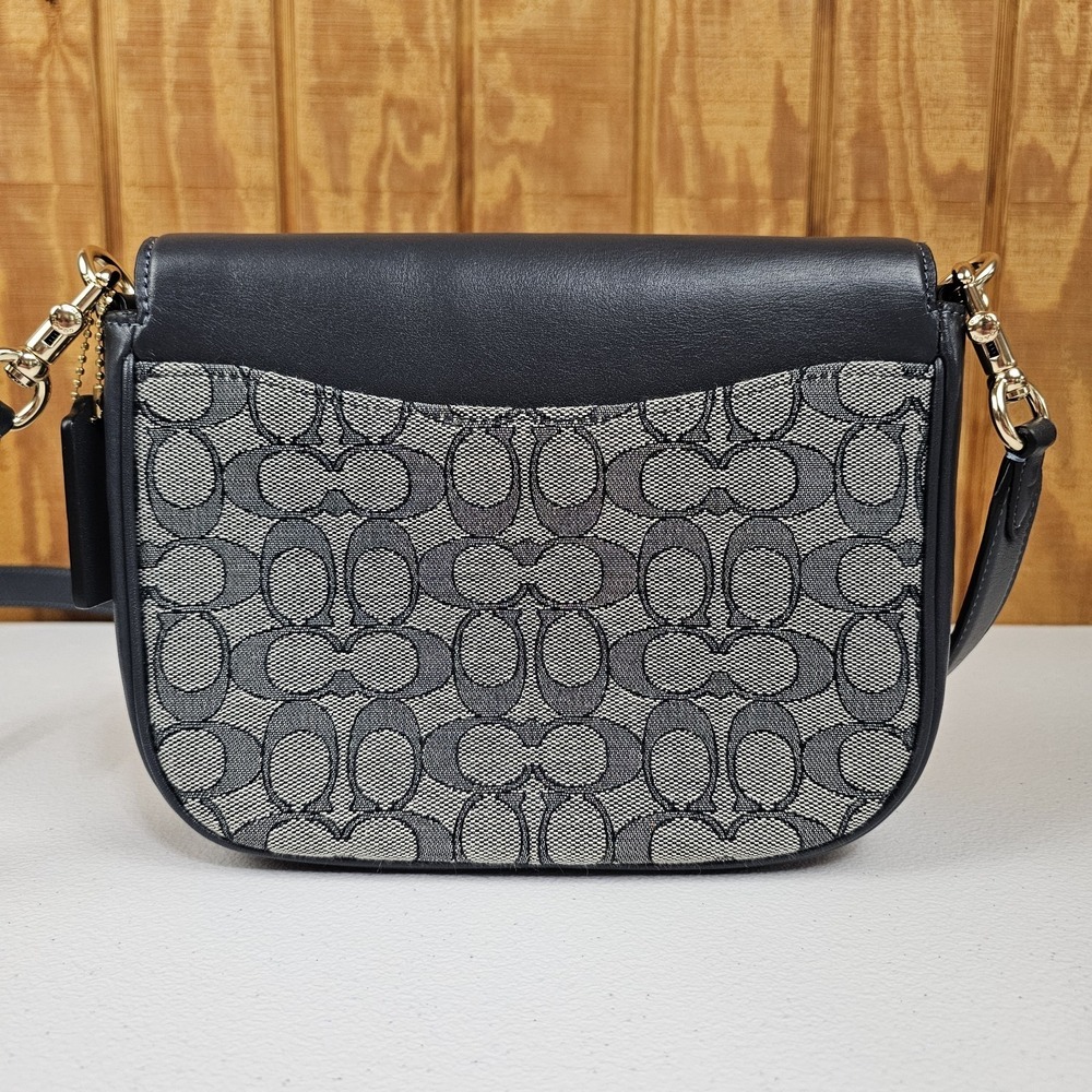 Coach Amelia Saddle Bag In Signature Jacquard Midnight Navy Cu998 Crossbody - Picture 6 of 13